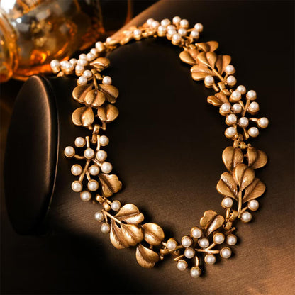 Vintage Jewelry Set Gold Ginkgo Leaf Necklace