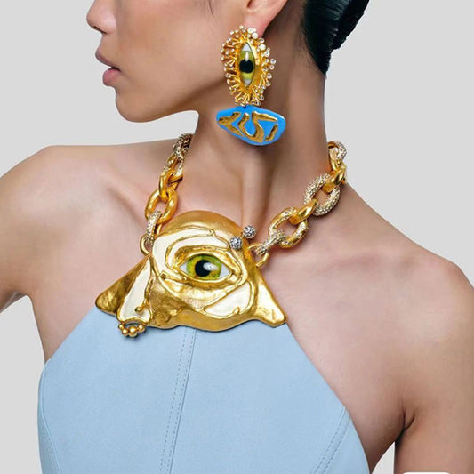 18k Gold Plated Evil Eye Pearls Diamonds Earrings Hypoallergenic Brass J