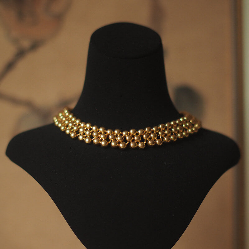 Vintage Jewelry Gold Beads Choker