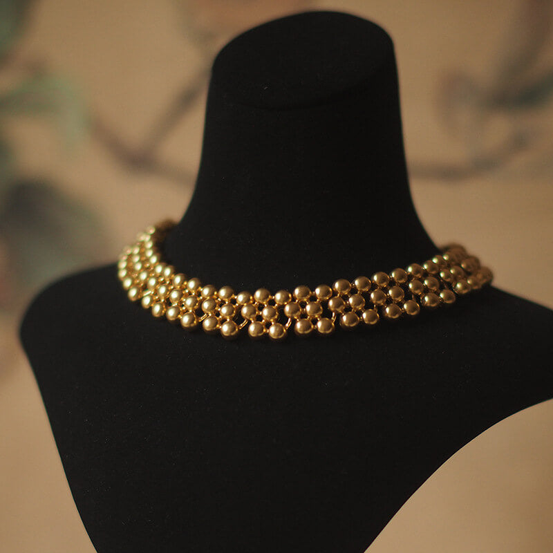 Vintage Jewelry Gold Beads Choker