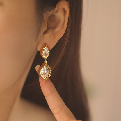 Vintage Gold Jewelry Diamond Earrings
