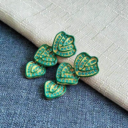 Hand-painted Enamel Diamonds Earrings Hypoallergenic Gold Plated Jewelry