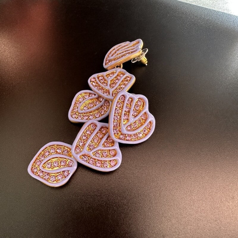 Hand-painted Enamel Diamonds Earrings Hypoallergenic Gold Plated Jewelry