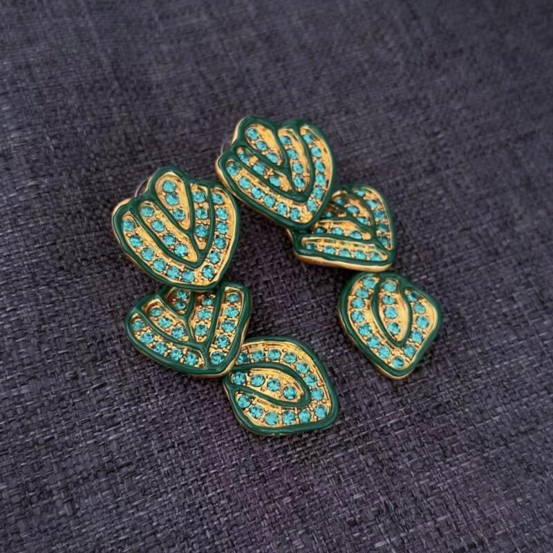 Hand-painted Enamel Diamonds Earrings Hypoallergenic Gold Plated Jewelry