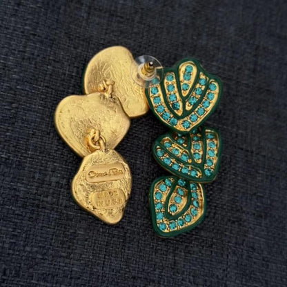 Hand-painted Enamel Diamonds Earrings Hypoallergenic Gold Plated Jewelry