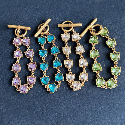 Vintage Jewelry Heart Gems Bracelet