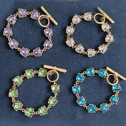 Vintage Jewelry Heart Gems Bracelet