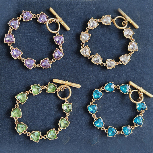 Vintage Jewelry Heart Gems Bracelet