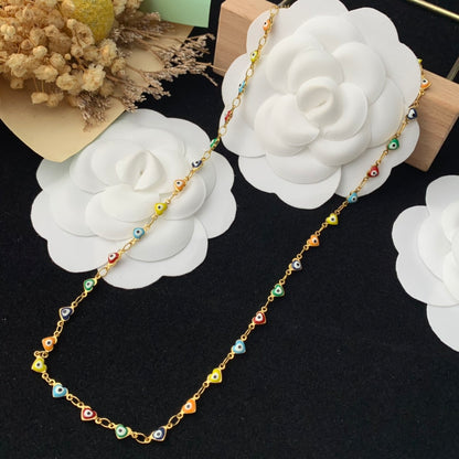 Vintage Jewelry Set Heart Bracelet Eyes Beads Necklace