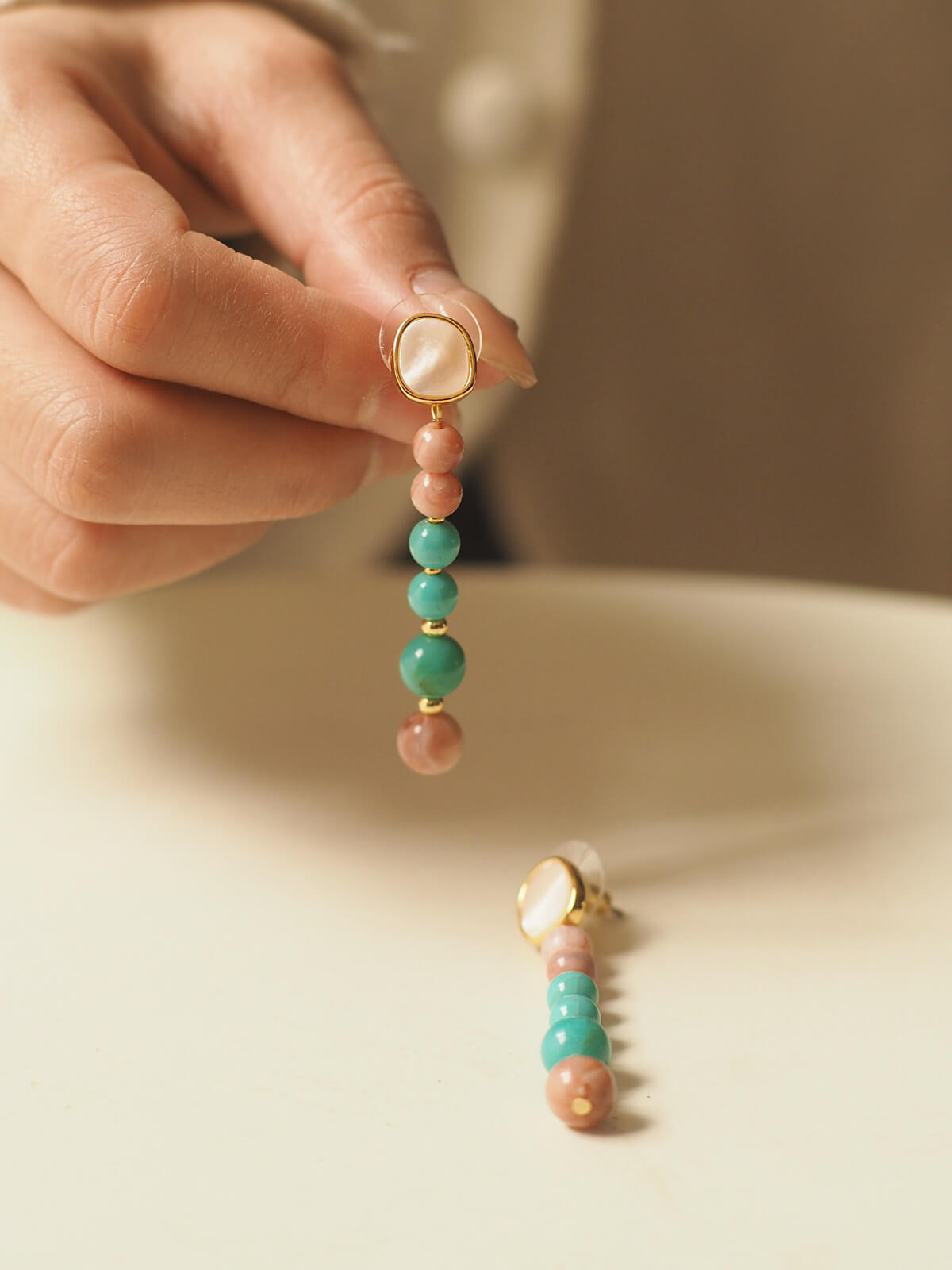 Vintage Natural Pearl Jewelry Turquoise Nacre Earrings