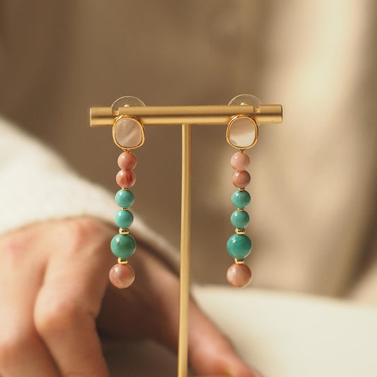 Vintage Natural Pearl Jewelry Turquoise Nacre Earrings