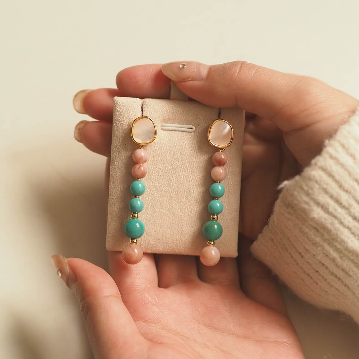 Vintage Natural Pearl Jewelry Turquoise Nacre Earrings