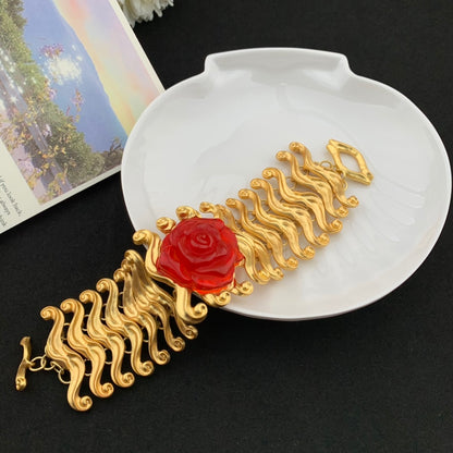 Vintage Jewelry Set Red Earrings Necklace Bracelet