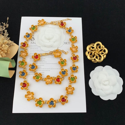 Vintage Jewelry Set Gold Necklace Bracelet