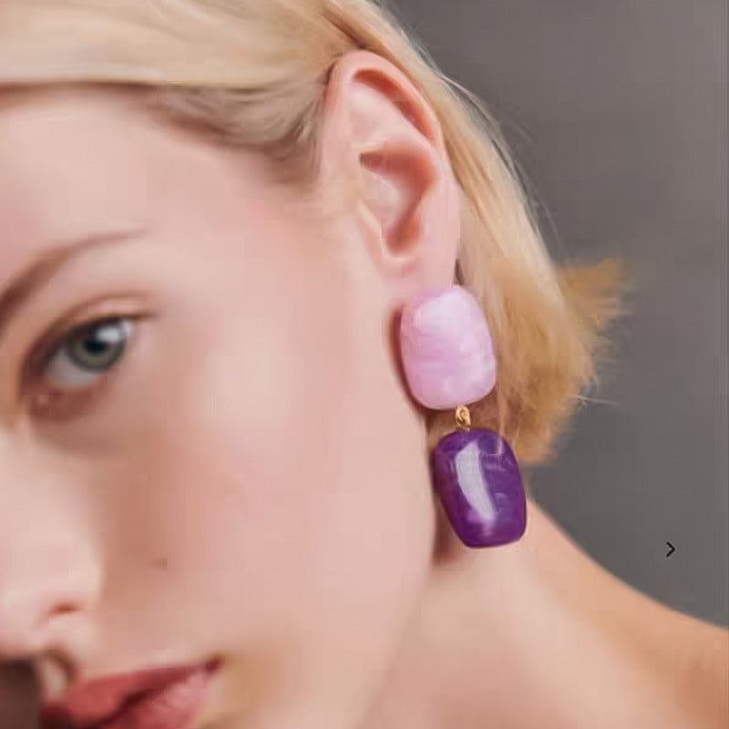 Square Macarons Earrings With S925 Silver Needle Elegant Jewelry for Women