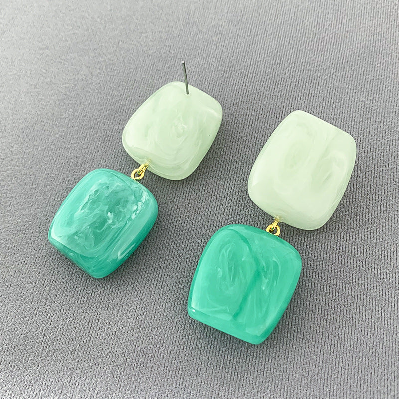 Square Macarons Earrings With S925 Silver Needle Elegant Jewelry for Women