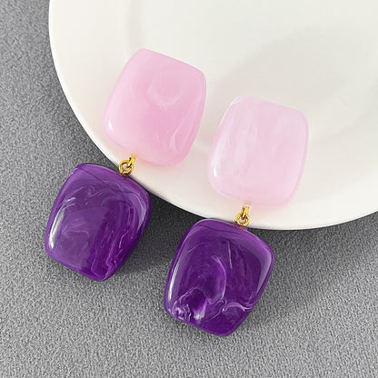 Square Macarons Earrings With S925 Silver Needle Elegant Jewelry for Women