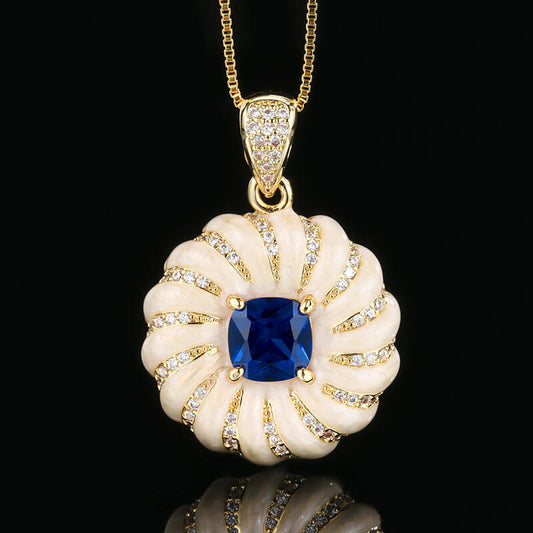 Vintage Jewelry Set Gems Diamond Luxury Necklace Earrings Ring Set