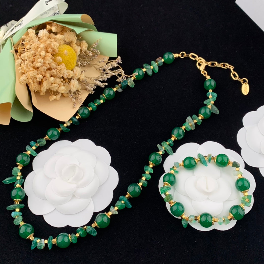 Vintage Jewelry Set Gemstone Necklace Bracelet