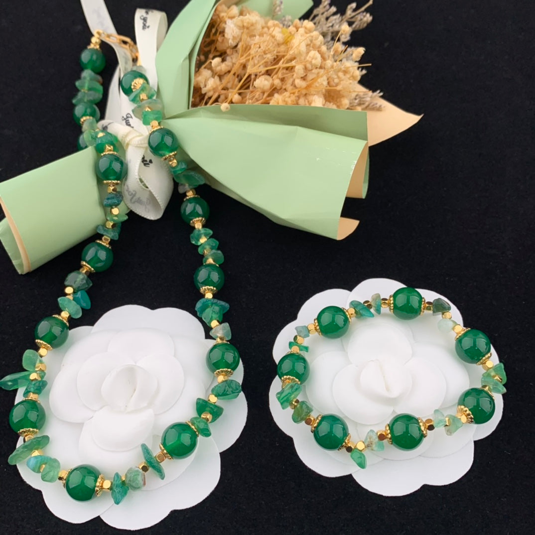 Vintage Jewelry Set Gemstone Necklace Bracelet
