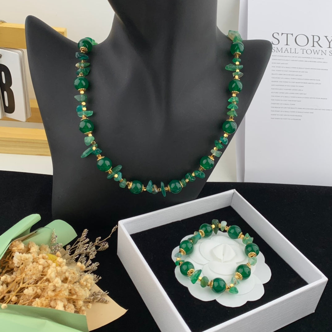 Vintage Jewelry Set Gemstone Necklace Bracelet
