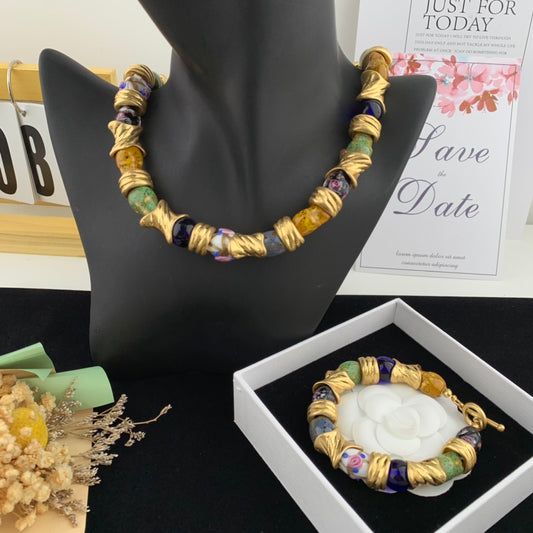 Vintage Jewelry Set Irregular Unique Necklace Bracelet