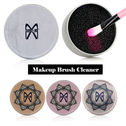 Makeup Brush Cleaner Sponge Powder Remover Marbling Metal Box