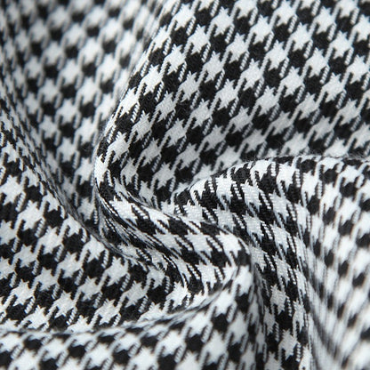 Apricot Splicing Houndstooth Single-breasted Coat Jacket Skirt Two-piece Set