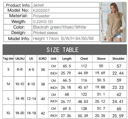 Knit Tops Joint Chiffon Printed Long Sleeve Shirts