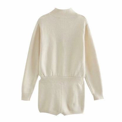 Comfy Single-breasted Knitting Jumpsuit Loungewear