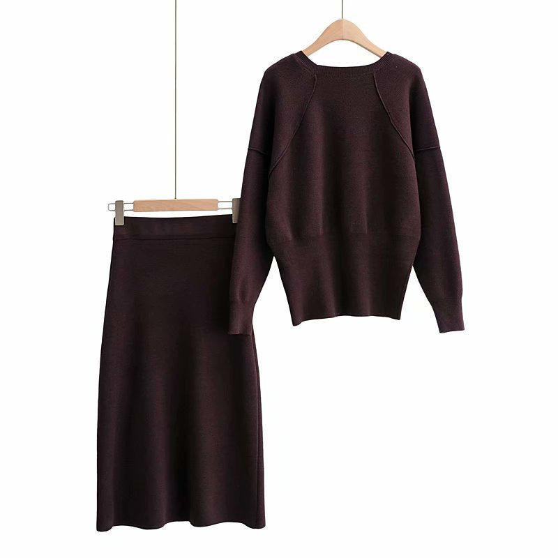 Black Splicing Oversize Sweatshirts Bodycon Skirt Midi Dresses Two Pieces