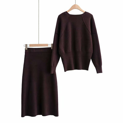 Black Splicing Oversize Sweatshirts Bodycon Skirt Midi Dresses Two Pieces