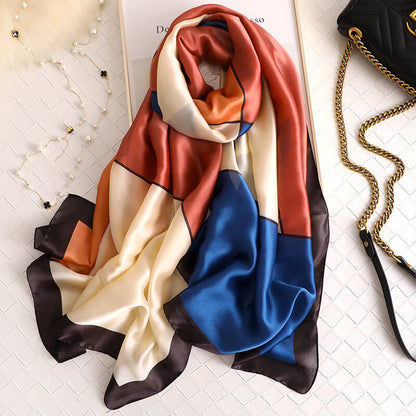 Contrast Stitch Silkly Scarf for Women Casual Scarves Women