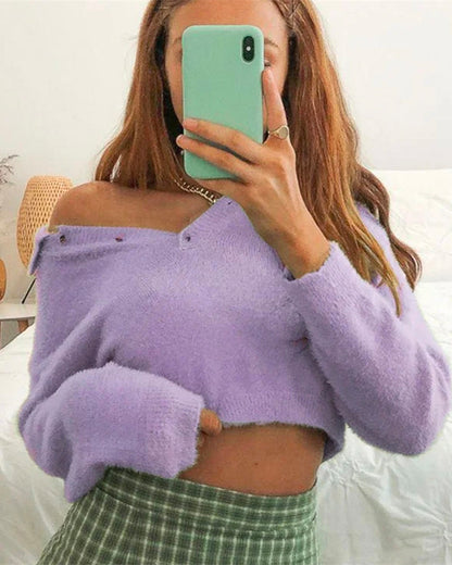 Peter Pan Collar Mohair Short Knit Sweater