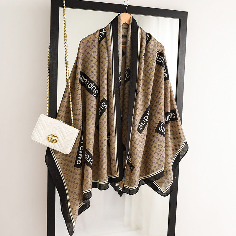 Letter GG Casual Silk Scarf for Women Long Scarves Women