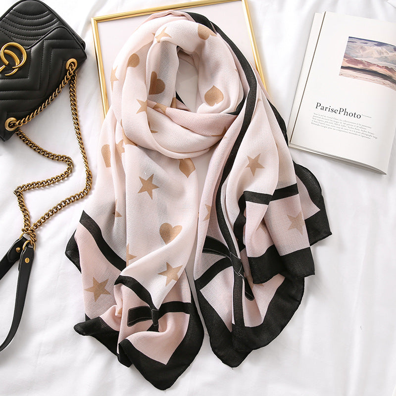 Elegant Fashion Rosette Bow-knot Cotton Scarf Shawl Wrap for Women Ladies Girls 90x180