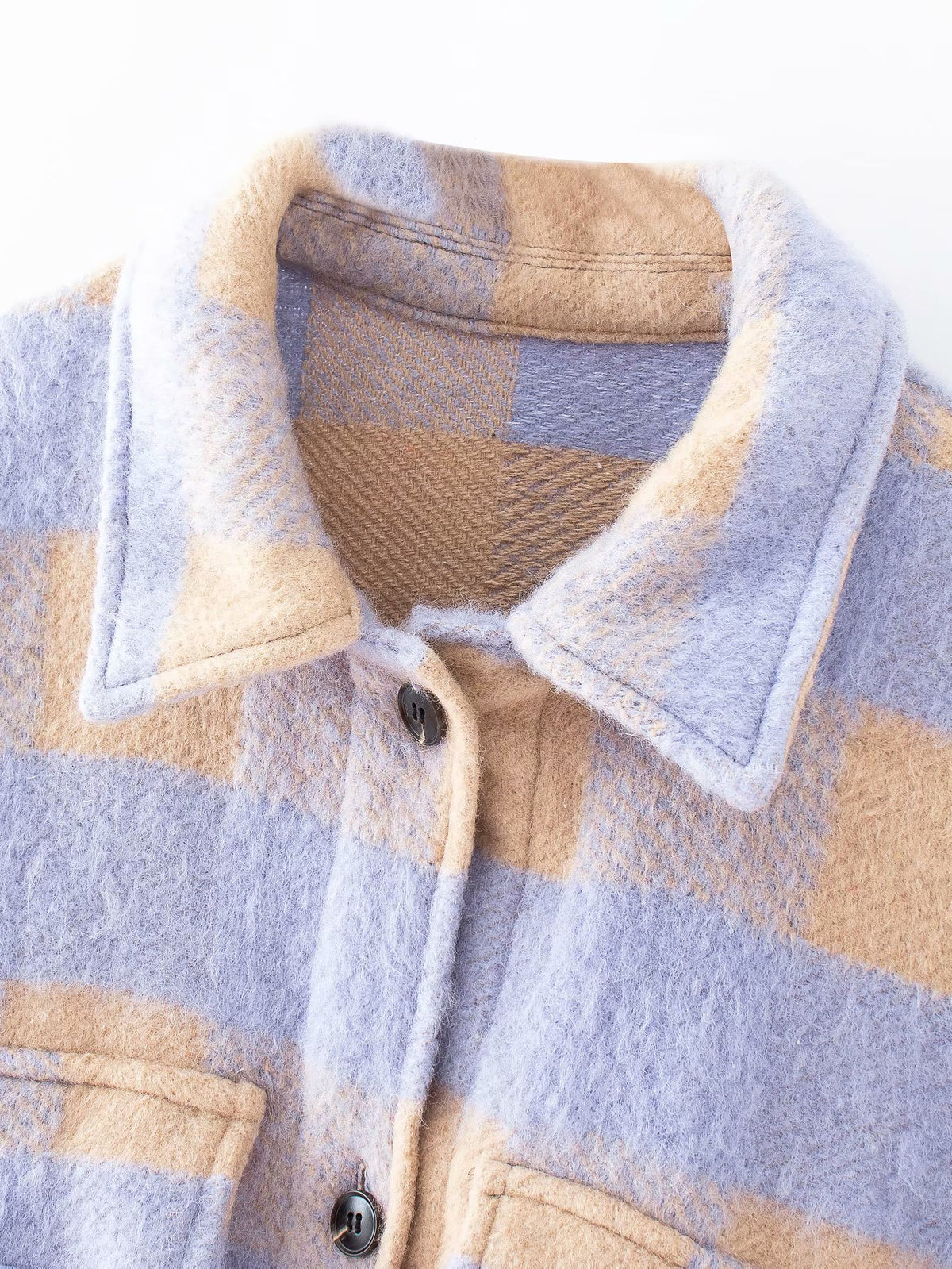 Purple Grid Single-breasted Irregular Hem Coat