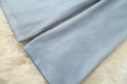 Belt Blazers Vest Net Yarn Tops Wide Leg Pants Three-piece Set