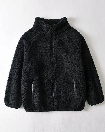 Half High Collar Zipper Lamb Wool Outerwear