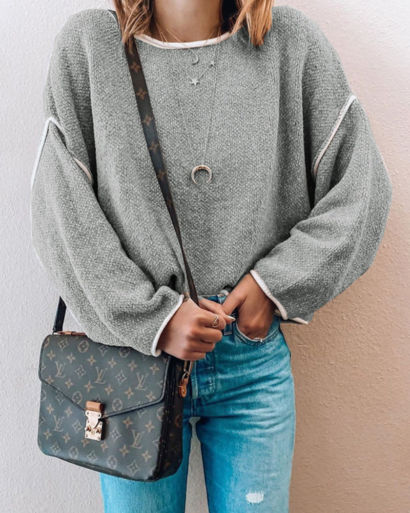 Knit Round Neck Sweatshirts Shirts Blouses