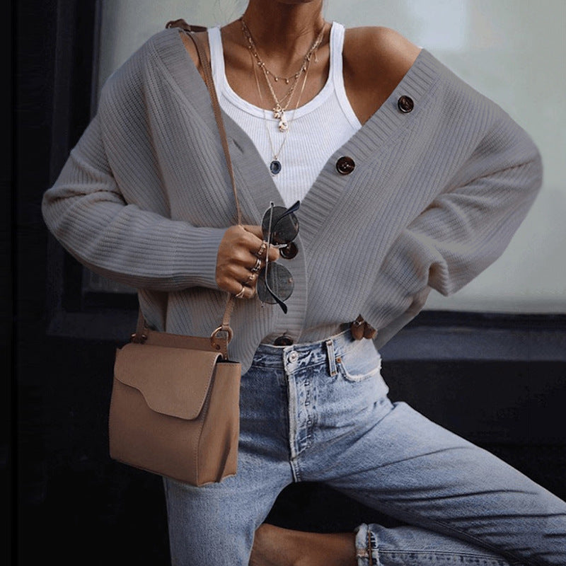 Women‘s Single-breasted Long Sleeve Sweater Cardigan
