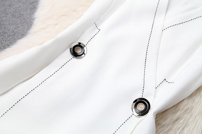 V-neck Suit Double Buckle Vest Shorts Blazers Two-piece Set