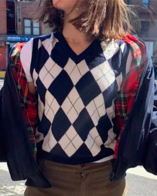 Knitting Diamond Lattice Vest Sweater