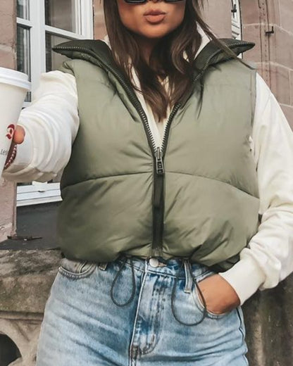Double Side High Collar Camis Tank Tops Jacket Outerwear