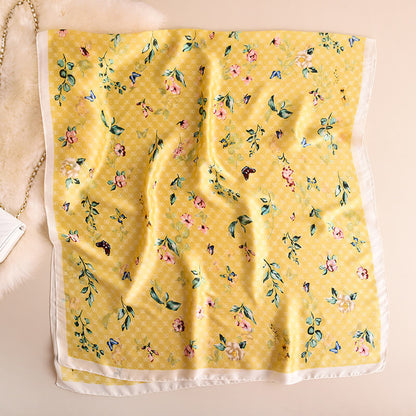 Butterfly Floral Silk Scarf for Women