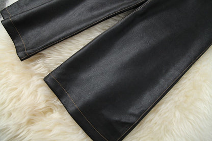 Belt Blazers Vest Net Yarn Tops Wide Leg Pants Three-piece Set