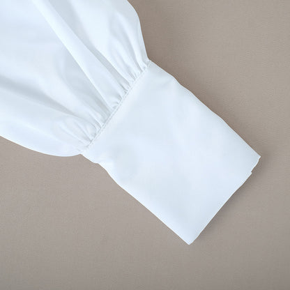 Square Collar Puff Sleeve Backless Single-breasted Shirts
