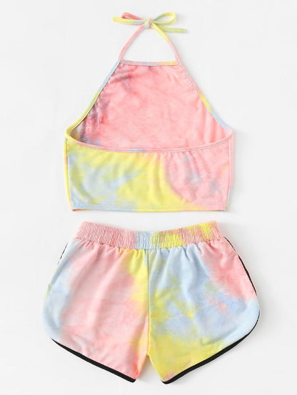 Tie Dye Two-piece Set Loungewear Home Workout Fitness Outfit