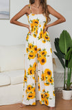 Summer Sunflower Print Suspenders Jumpsuit High Waist Romper