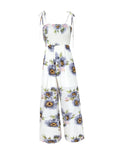 Summer Sunflower Print Suspenders Jumpsuit High Waist Romper